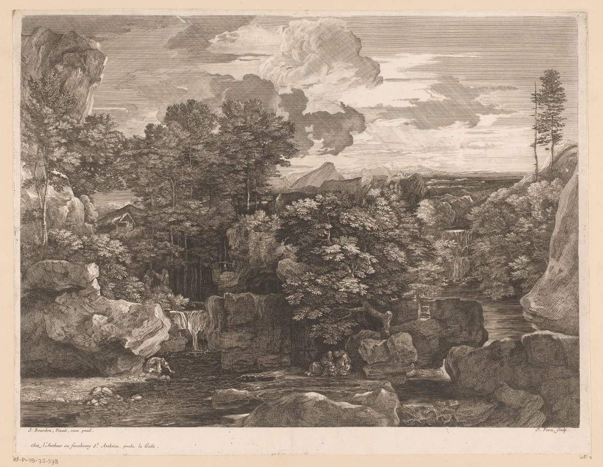 Paesaggio fluviale con cascate e alcuni monaci - Rijks Museum, Amsterdam